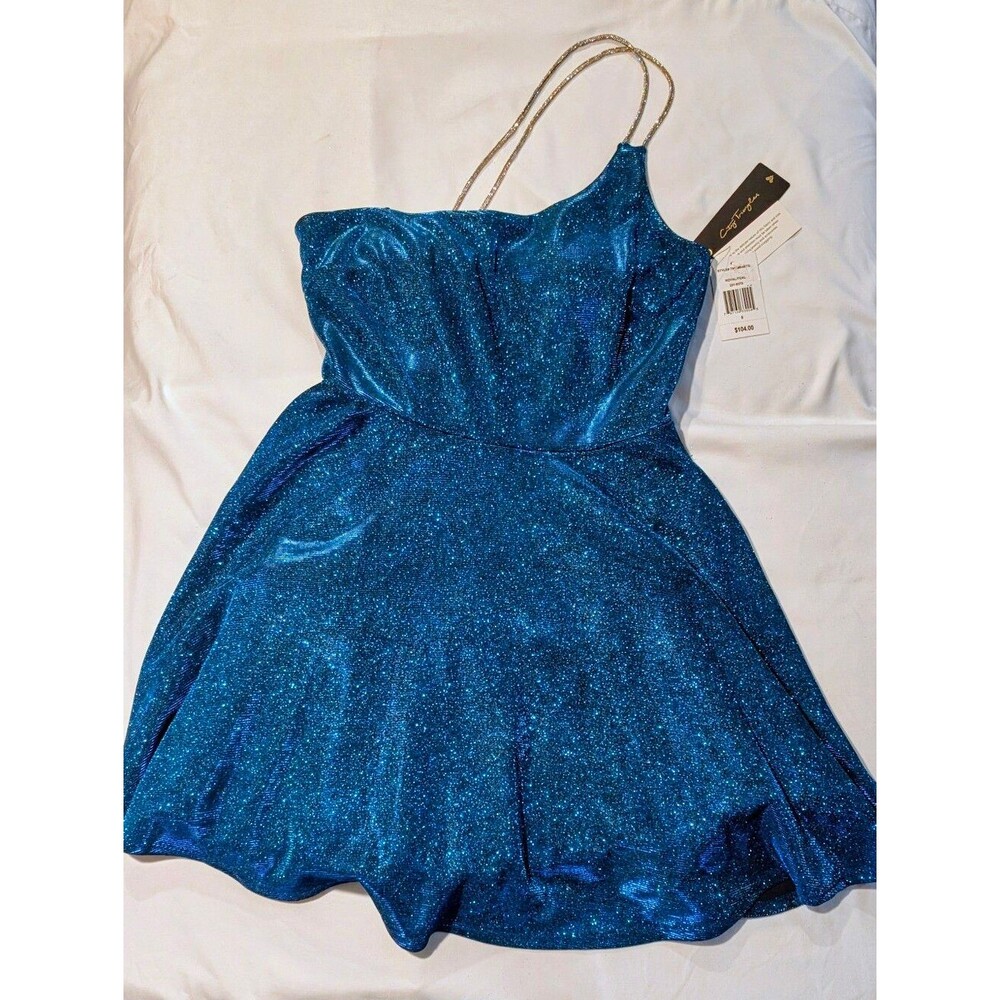 Junior US Size 8 City Triangles Shimmering Royal/Teal Semi-Formal 2pocket Dress